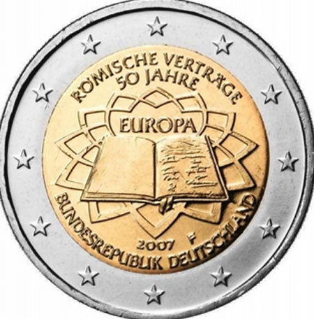 Германия 2 € Договор от Рим 2007 г. (5 писма)
