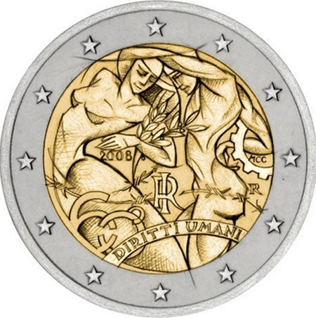 Италия 2 € Всеобща декларация за правата на човека 2008 г