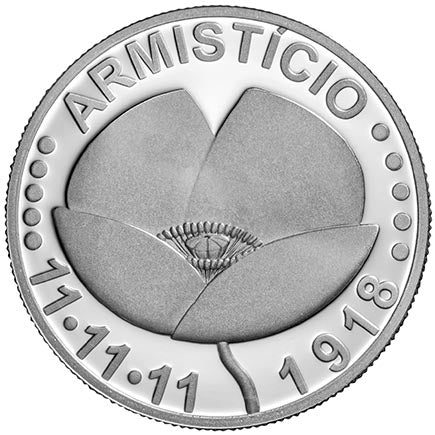 Португалия 5 € 100 години от примирието Сребърно доказателство 2018 г