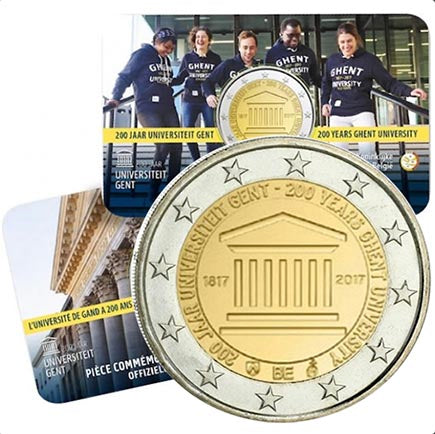 Белгия €2 монетна карта на Ghent University 2017