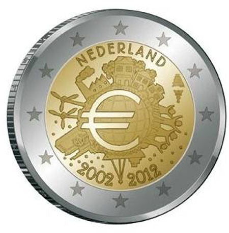 Холандия €2 10 години Евро 2012