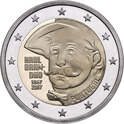 Португалия 2 € 150 години от рождението на Раул Брандао Доказателство 2017 г