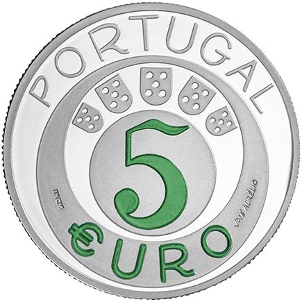 Португалия 5 € 45 години от 25 април 2019 г. Пробо сребро