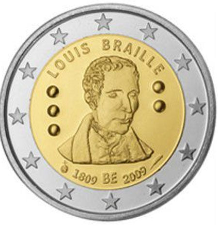 Белгия €2 Брайлово писмо 2009 г