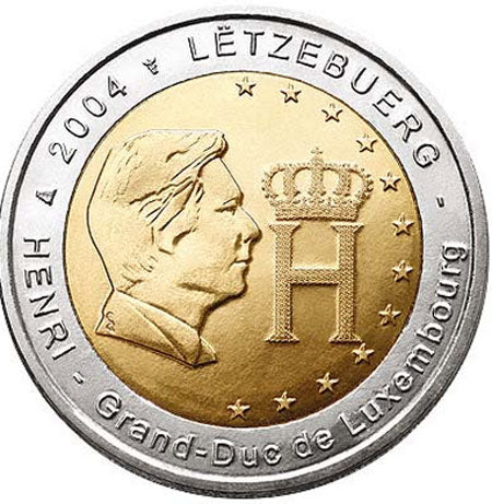 Люксембург 2 € Великият херцог Анри 2004 г