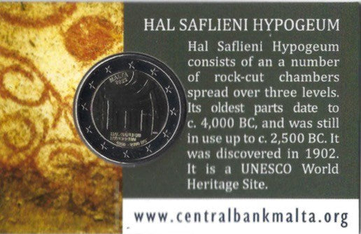 Малта 2€ Hal Saflieni Hypogeum 2022 Coincard