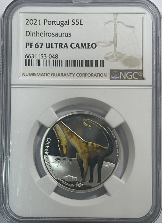 Португалия 5 € Dinheirosaurus Lourinhanensis PF 67 ULTRA CAMEO