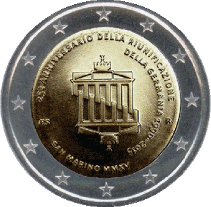 Сан Марино 2 € 25 години Обединение на Германия 2015 г