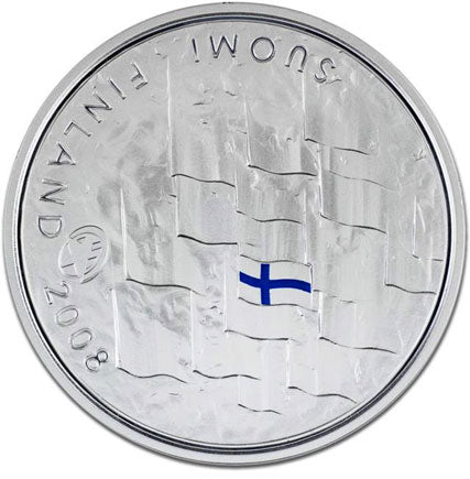 Финландия €10 90 години на финландския флаг 2008 г