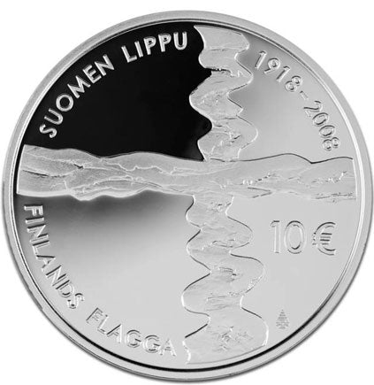 Финландия €10 90 години на финландския флаг 2008 г