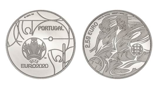 Португалия €2,50 Евро 2020 UEFA Proof Silver
