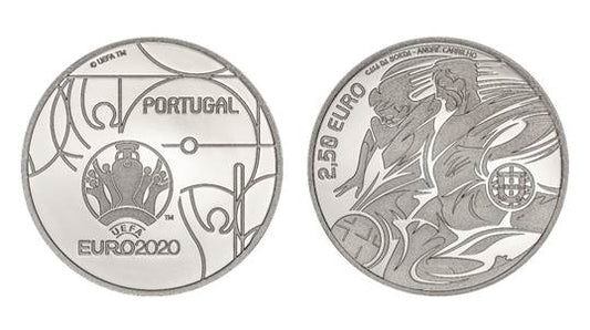 Португалия €2,50 Евро 2020 UEFA Proof Silver