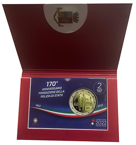 Italia 2 € 170 години Фондация на италианската полиция 2022 FDC COINCARD