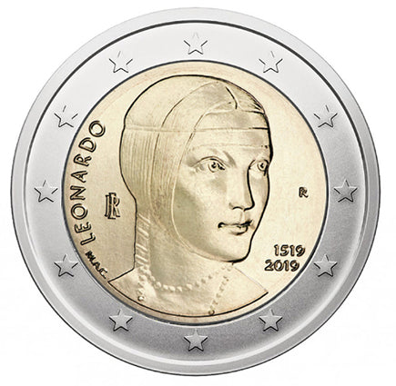 Италия 2 € Леонардо да Винчи 2019 г