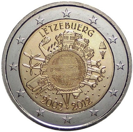 Люксембург €2 10 години Евро 2012