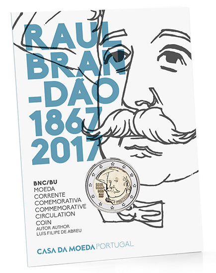 Португалия 2 € 150 години от рождението на Раул Брандао Bnc 2017 г