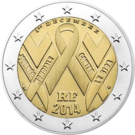 Франция 2 € Световен ден за борба със СПИН 2014 г