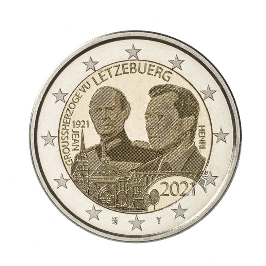Люксембург 2 € 100 години от рождението на Великия херцог Жан 2021 г. (холограмна версия)